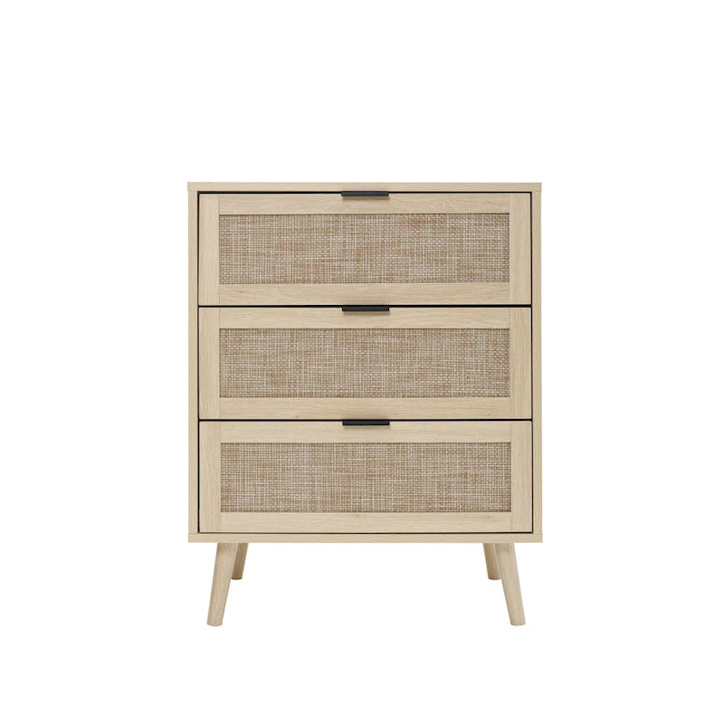 Commode 3 tiroirs en rotin pour chambre à coucher ou salon