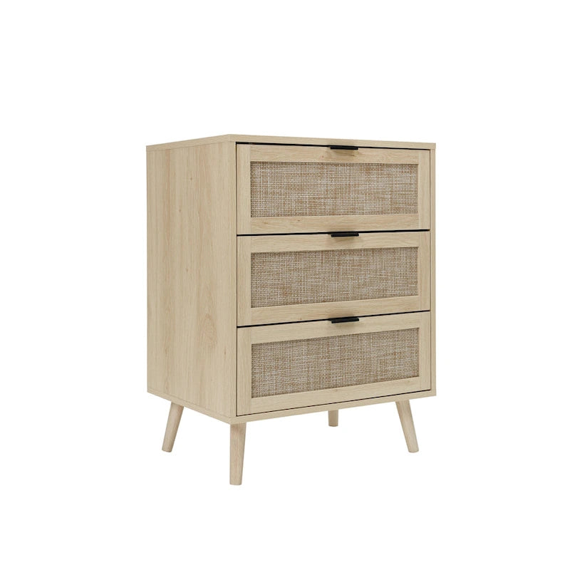 Commode 3 tiroirs en rotin pour chambre à coucher ou salon