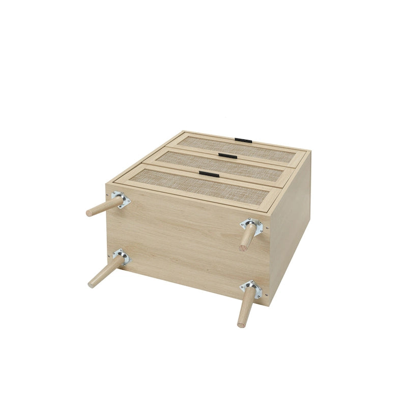 Commode 3 tiroirs en rotin pour chambre à coucher ou salon