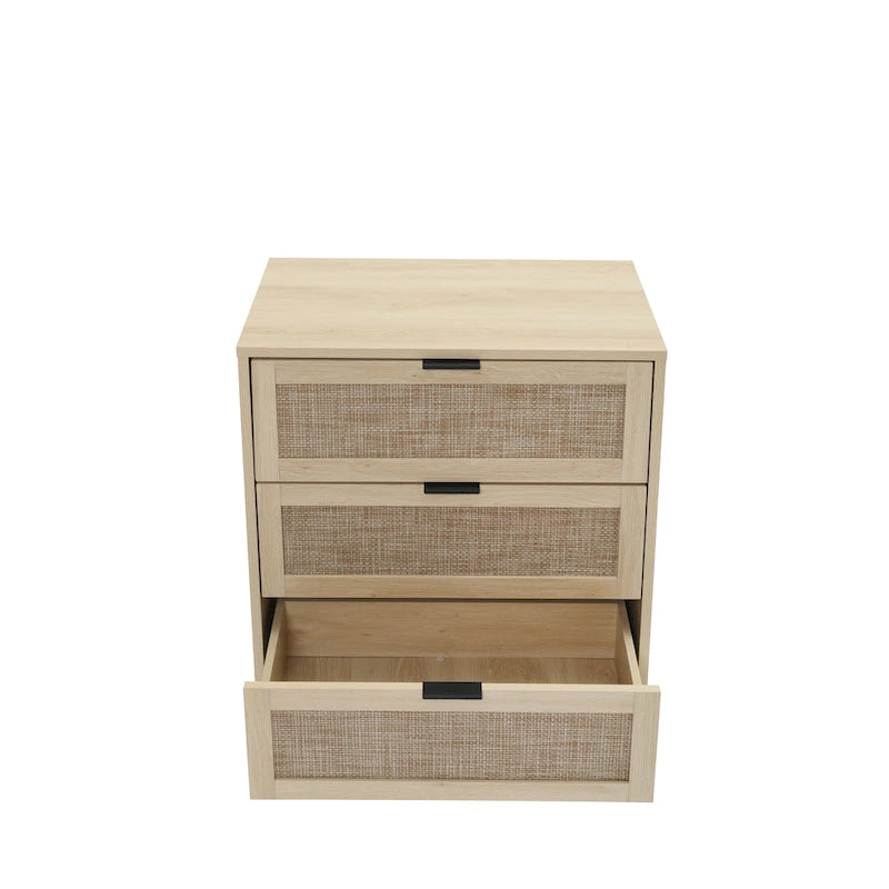 Commode 3 tiroirs en rotin pour chambre à coucher ou salon