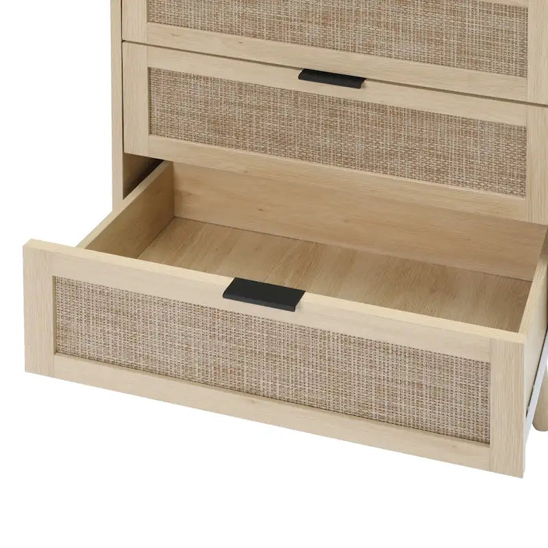 Commode 3 tiroirs en rotin pour chambre à coucher ou salon
