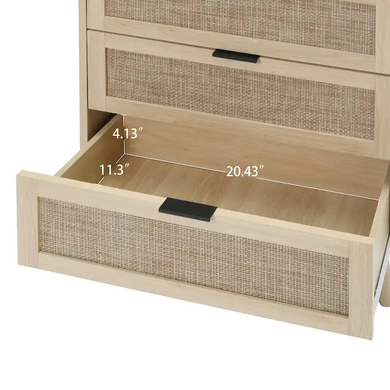 Commode 3 tiroirs en rotin pour chambre à coucher ou salon