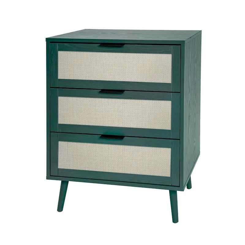 Commode 3 tiroirs en rotin pour chambre à coucher ou salon