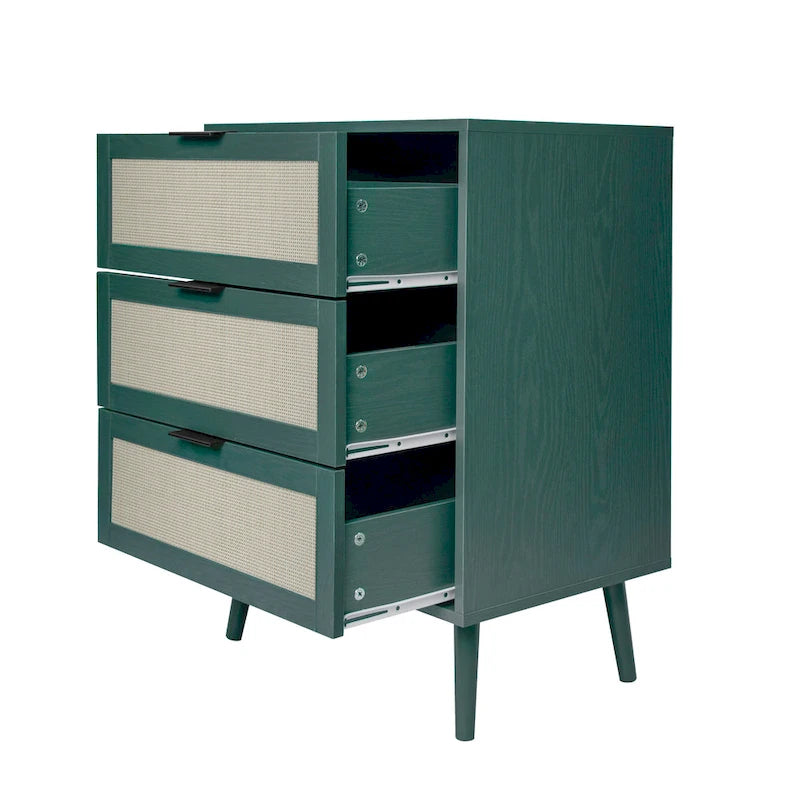 Commode 3 tiroirs en rotin pour chambre à coucher ou salon