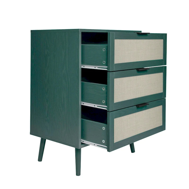 Commode 3 tiroirs en rotin pour chambre à coucher ou salon