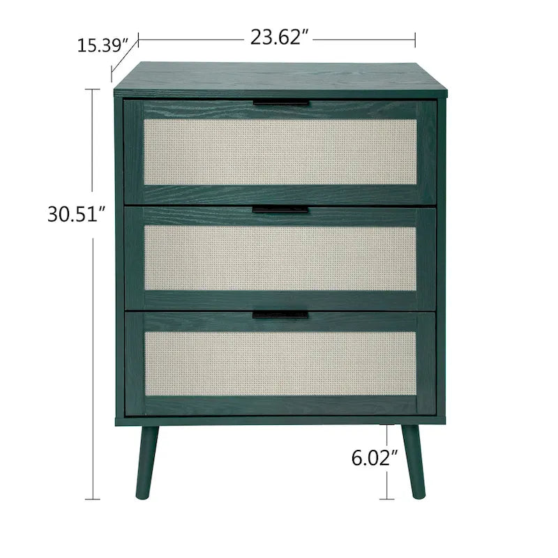 Commode 3 tiroirs en rotin pour chambre à coucher ou salon