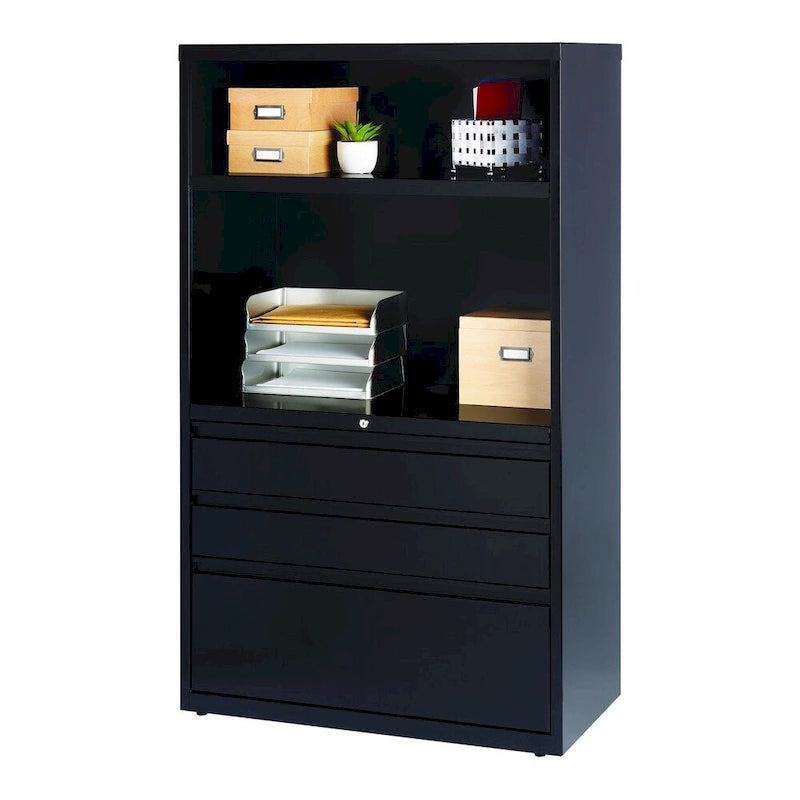 HL8000 Series 36 Wide 3-Drawer Combo Commercial Lateral File Cabinet, Black