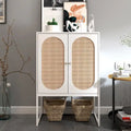 Armoire de rangement avec porte en rotin, étagère réglable, blanc, noyer, noir, marron