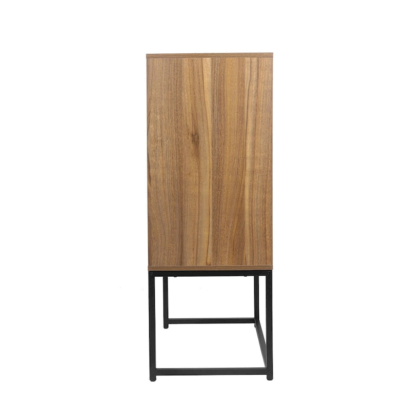 Armoire de rangement avec porte en rotin, étagère réglable, blanc, noyer, noir, marron