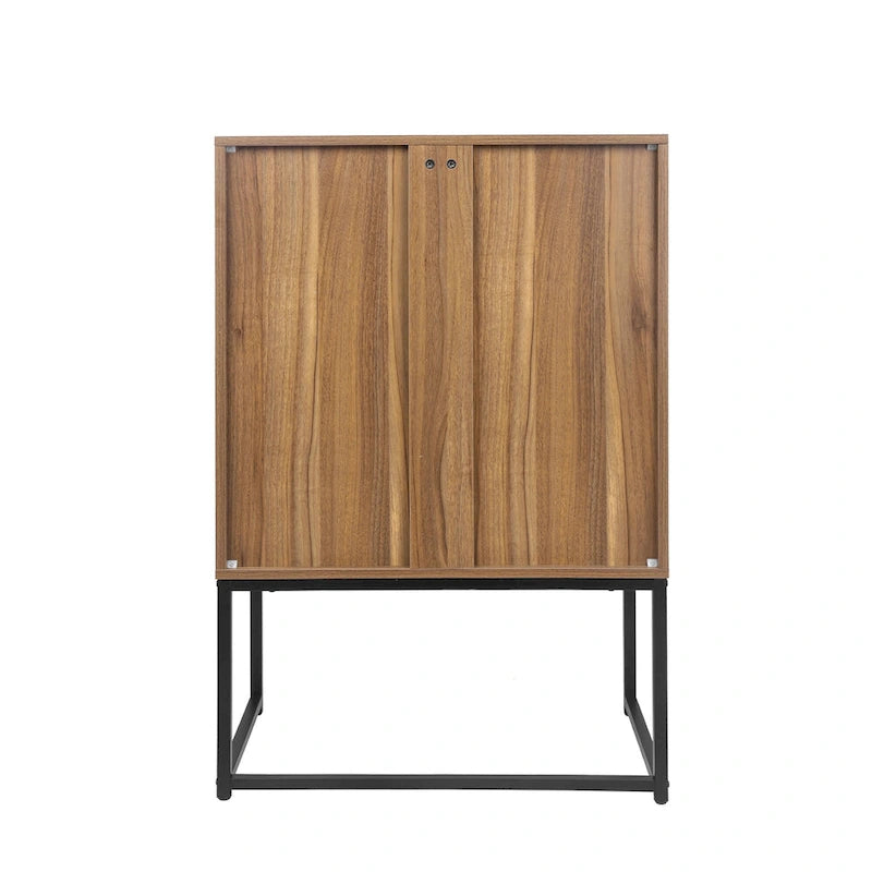 Armoire de rangement avec porte en rotin, étagère réglable, blanc, noyer, noir, marron