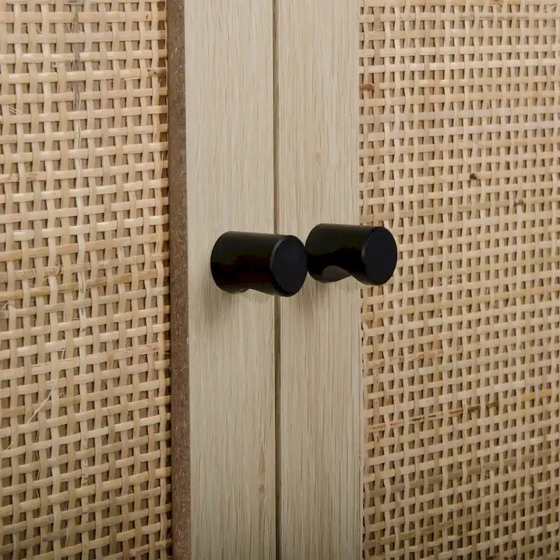 Armoire de rangement avec porte en rotin, étagère réglable, blanc, noyer, noir, marron