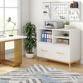 Lateral File Cabinet with Drawer, White Filing Cabinet for A4/Letter