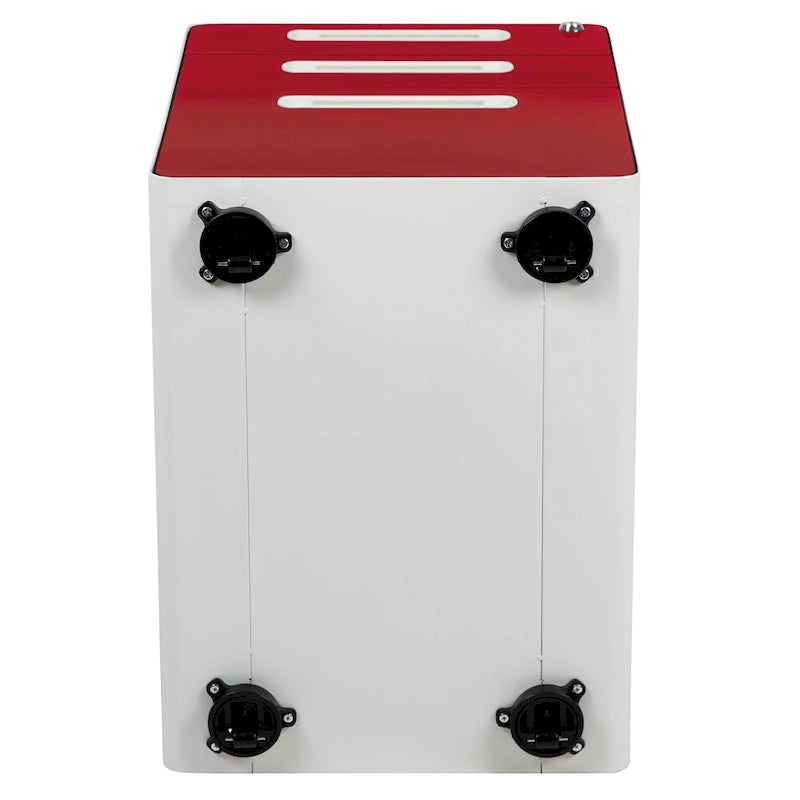 Classeur mobile à 3 tiroirs verrouillables avec roulettes Blanc Rouge