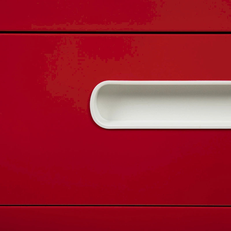 Classeur mobile à 3 tiroirs verrouillables avec roulettes Blanc Rouge
