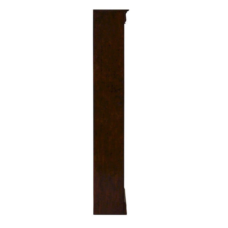 Bibliothèque haute couleur Cognac marron foncé à 5 étagères, unité de rangement et d'exposition en bois réglable