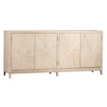Buffet Isabelle à 4 portes avec façade à motif sculpté à la main, 200 cm, pin, délavé clair