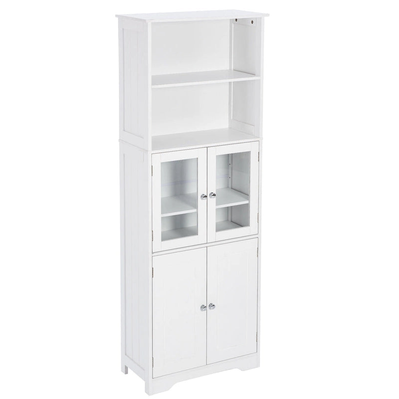 Meuble de rangement haut de salle de bain blanc avec étagères et portes pour cuisine et salon - 23W x64H