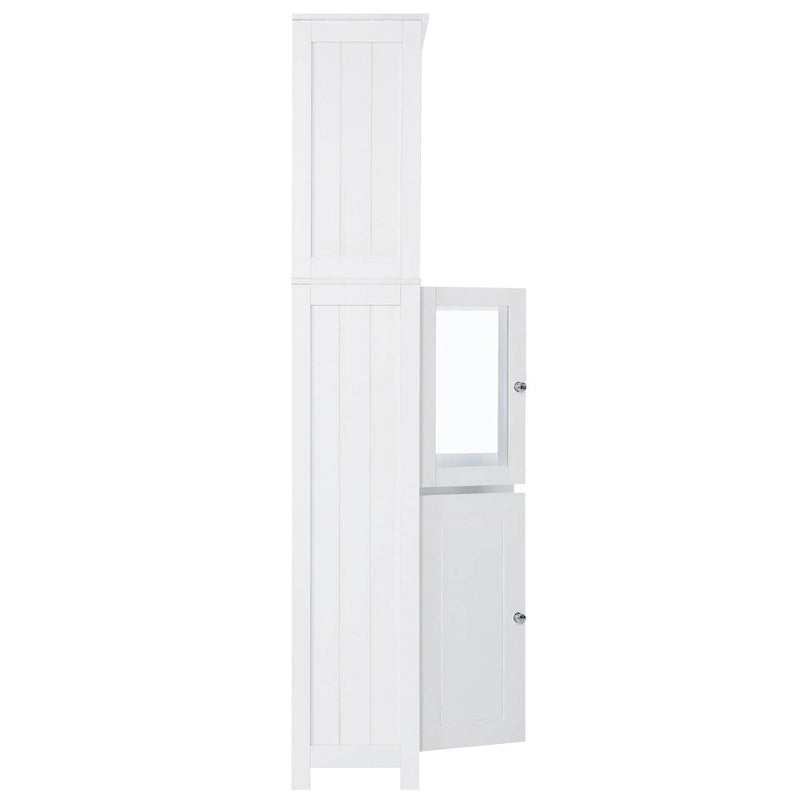 Meuble de rangement haut de salle de bain blanc avec étagères et portes pour cuisine et salon - 23W x64H