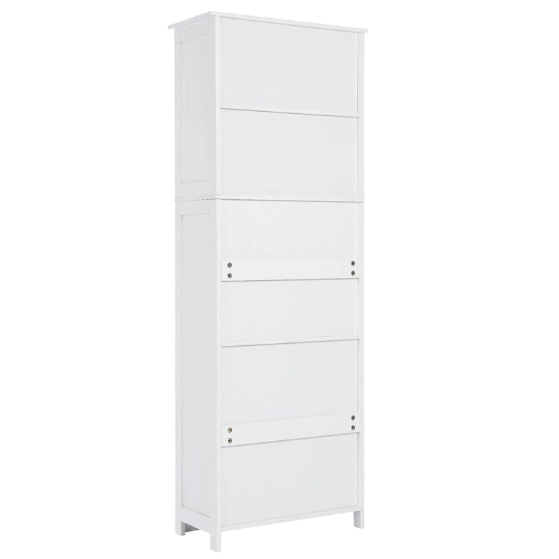 Meuble de rangement haut de salle de bain blanc avec étagères et portes pour cuisine et salon - 23W x64H