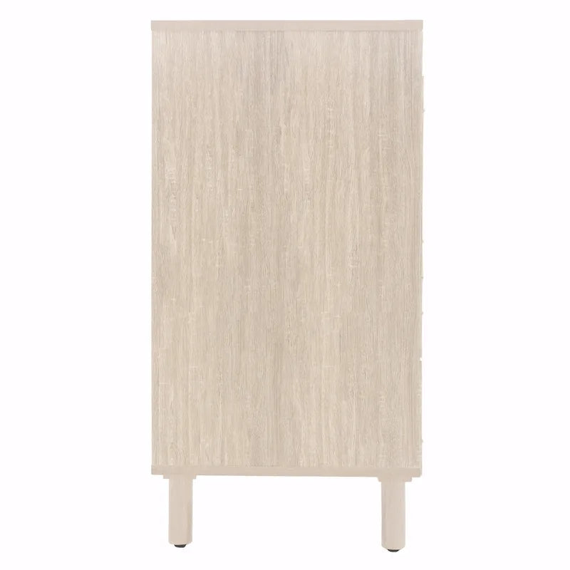 Armoire de rangement en rotin style bohème, pieds en pin naturel, étagères réglables, noir naturel