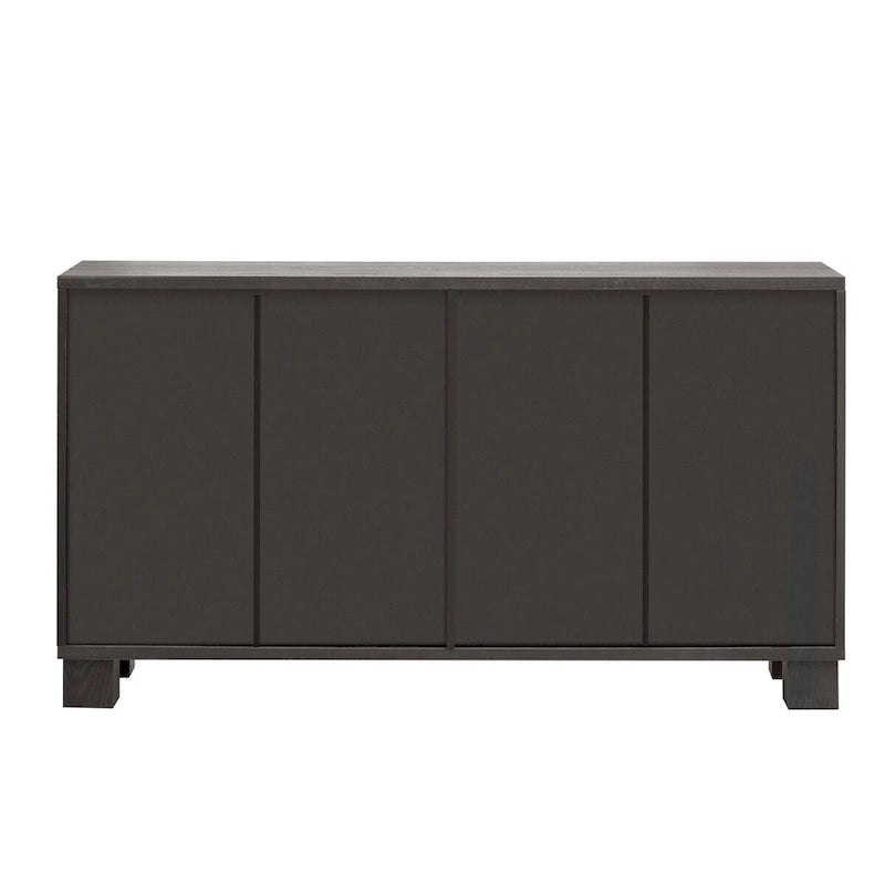 Buffet en MDF frêne à 4 portes avec poignées dorées