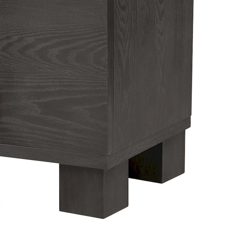 Buffet en MDF frêne à 4 portes avec poignées dorées