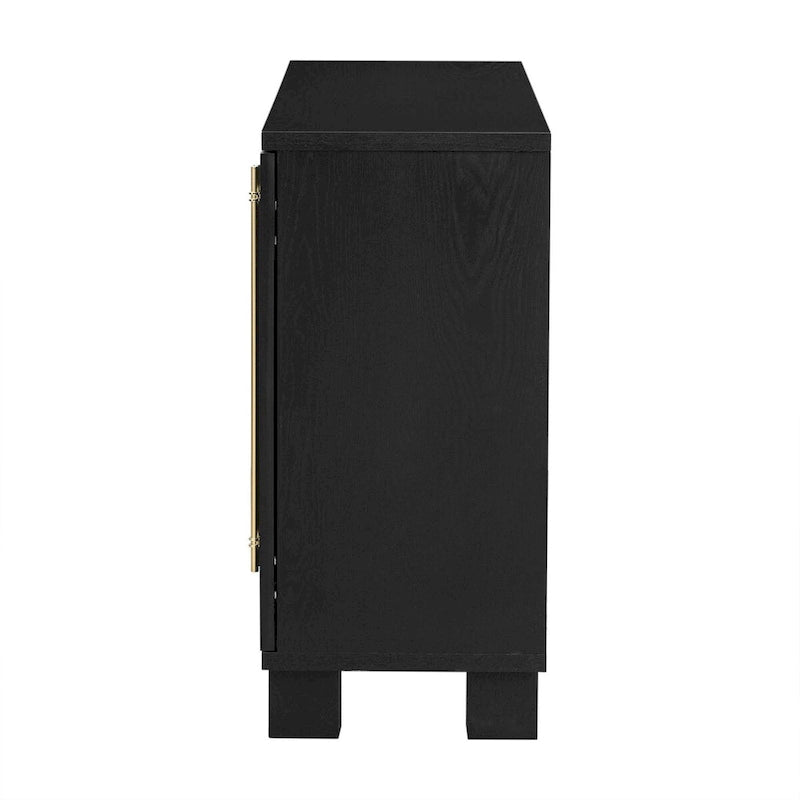 Buffet en MDF frêne à 4 portes avec poignées dorées