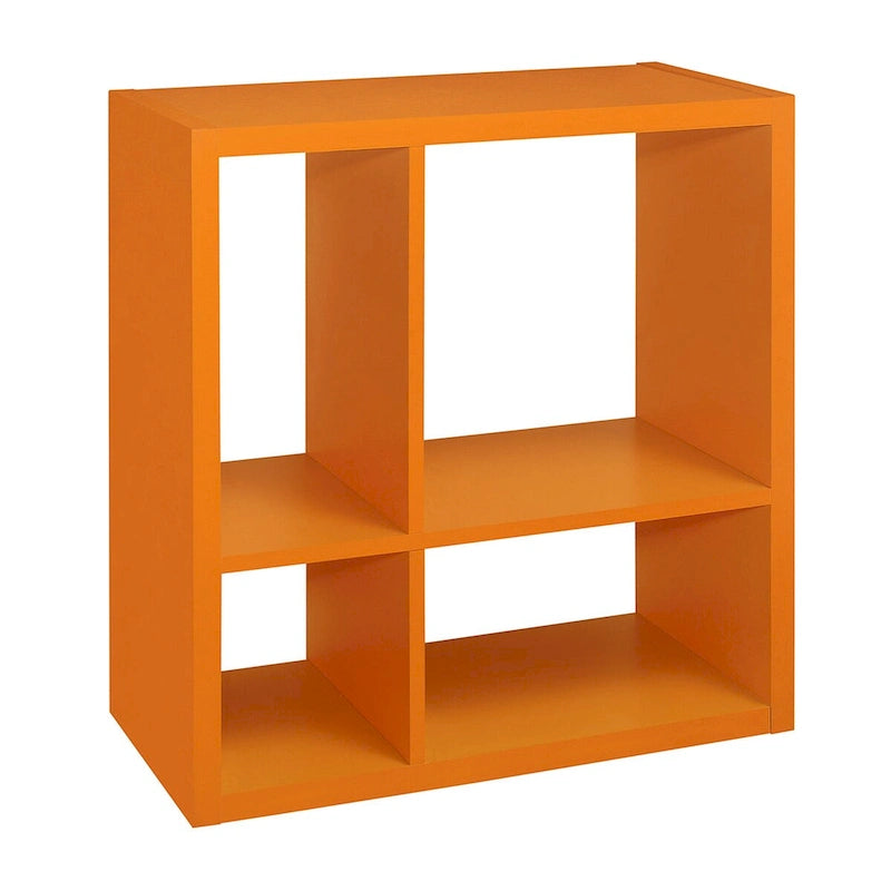 Bibliothèque ouverte à 4 cubes, organisateur d'étagères de rangement pour jouets d'enfants (Orange)