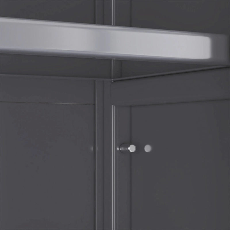 Meuble de rangement de cuisine à portes vitrées toute hauteur avec roulettes, blanc et noir