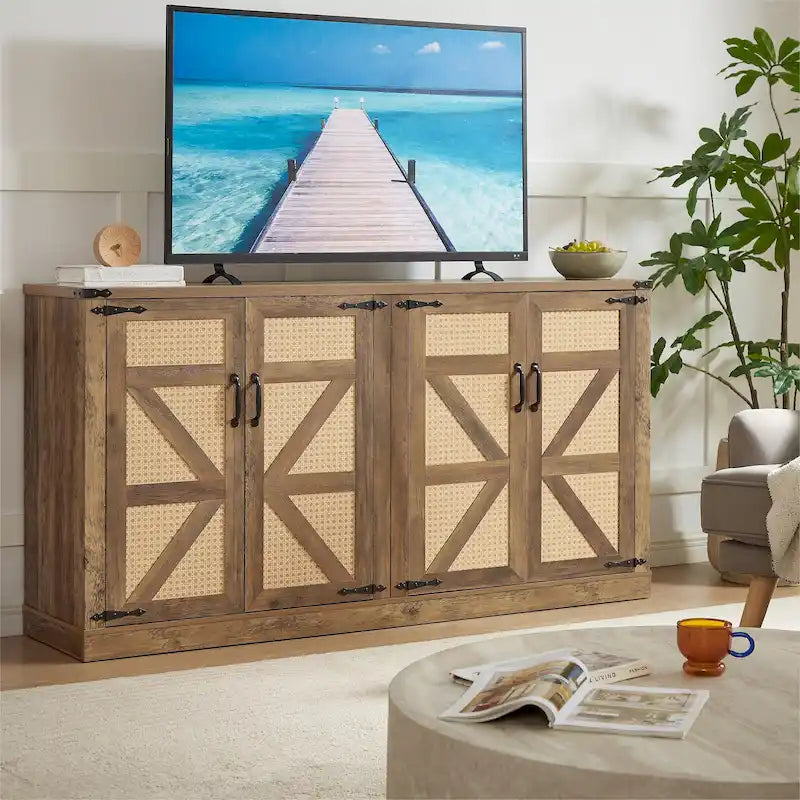 Meuble de rangement rustique avec portes coulissantes façon grange