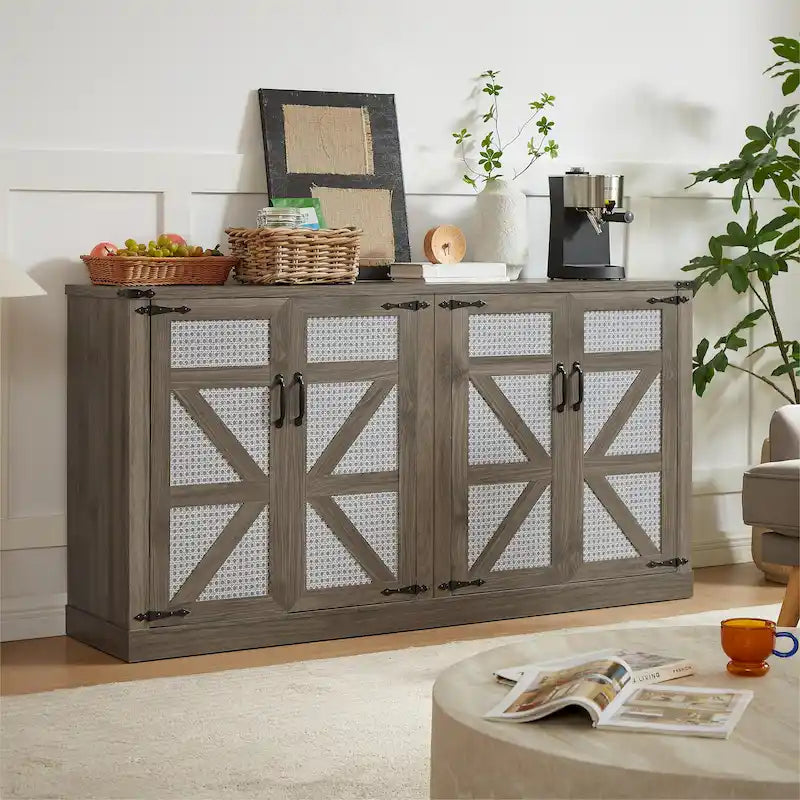 Meuble de rangement rustique avec portes coulissantes façon grange