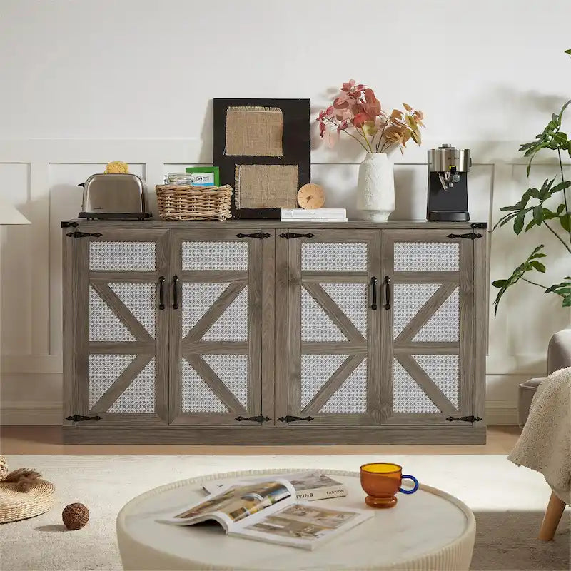 Meuble de rangement rustique avec portes coulissantes façon grange