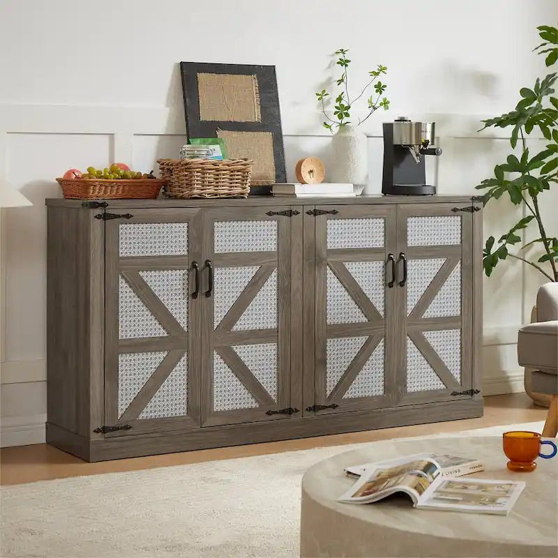 Meuble de rangement rustique avec portes coulissantes façon grange