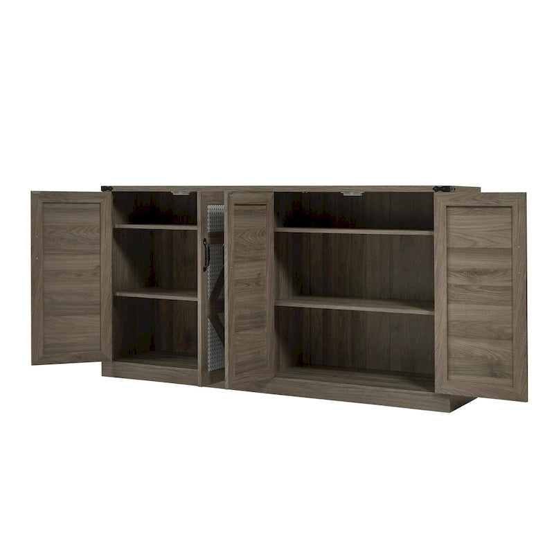 Meuble de rangement rustique avec portes coulissantes façon grange