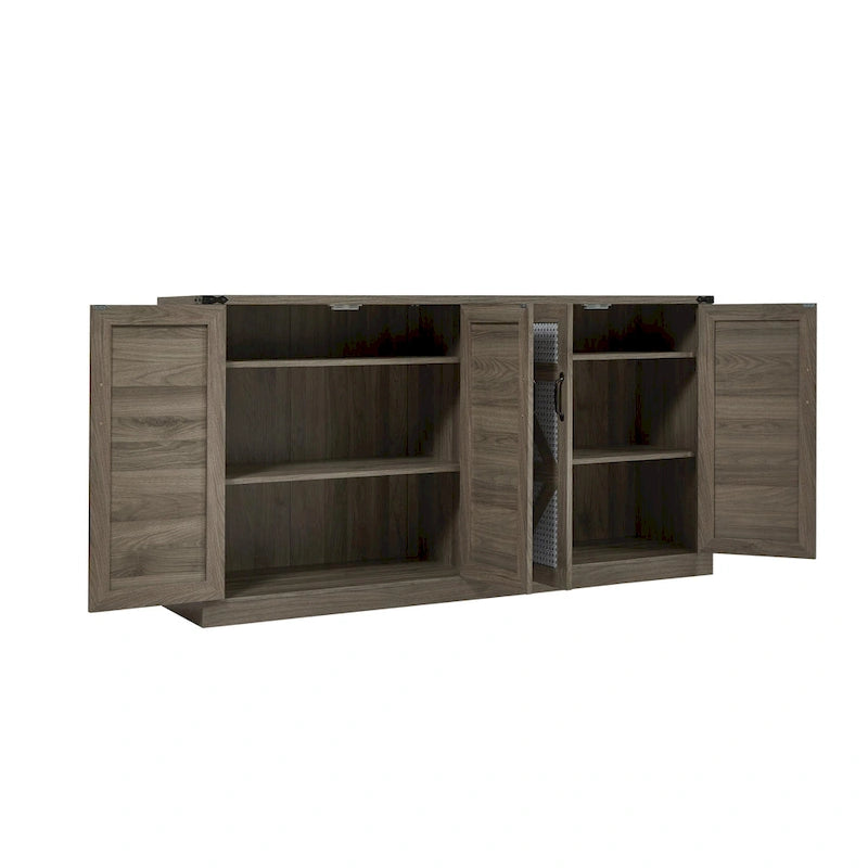 Meuble de rangement rustique avec portes coulissantes façon grange