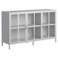 Buffet avec rangement, armoire de rangement en acier, pieds réglables, portes vitrées, grande capacité