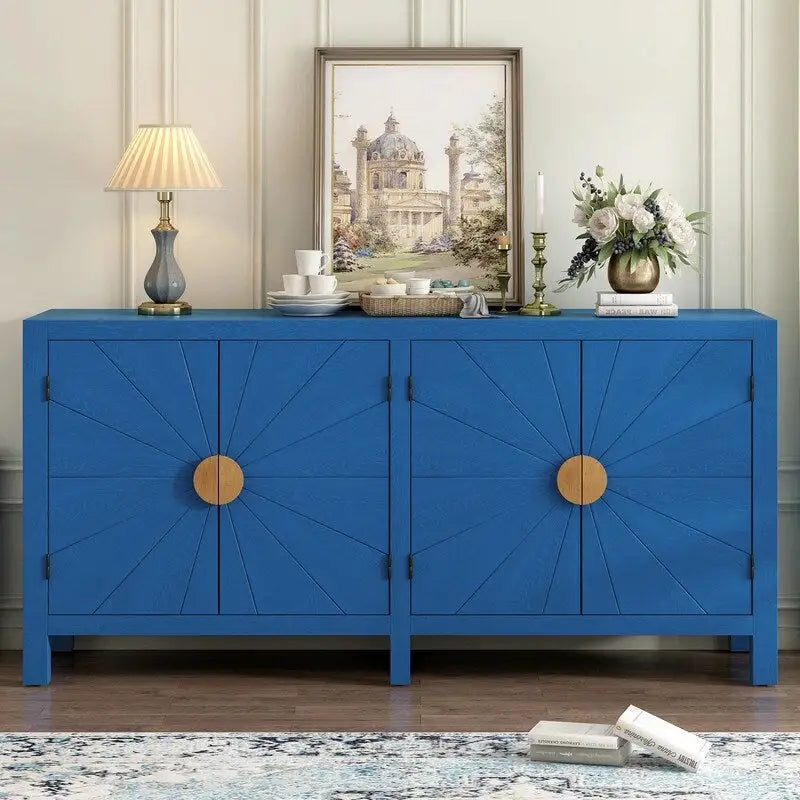 Bahut 4 portes Sunburst Radiating Line - Bleu marine/noir