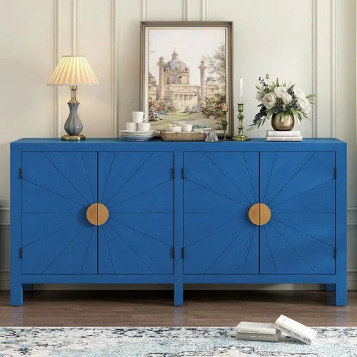 Bahut 4 portes Sunburst Radiating Line - Bleu marine/noir