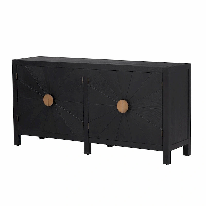 Bahut 4 portes Sunburst Radiating Line - Bleu marine/noir