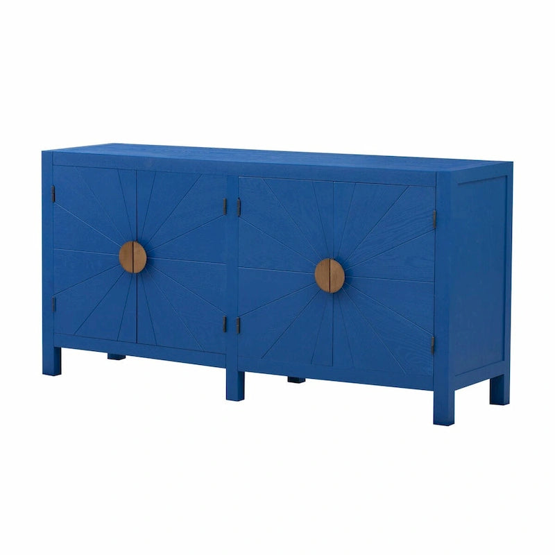 Bahut 4 portes Sunburst Radiating Line - Bleu marine/noir
