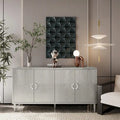 Buffet 4 portes MDF Pieds en pin sculptés Champagne Bleu marine