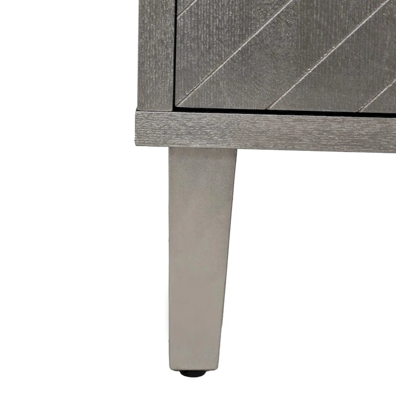 Buffet 4 portes MDF Pieds en pin sculptés Champagne Bleu marine