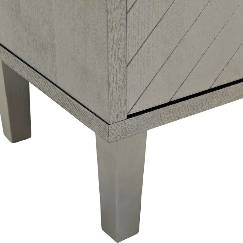 Buffet 4 portes MDF Pieds en pin sculptés Champagne Bleu marine