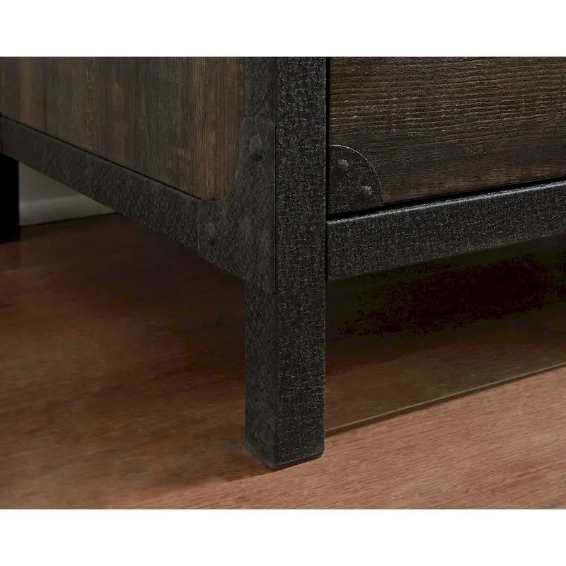 Classeur latéral 2 tiroirs en bois et métal chêne carbone avec serrure