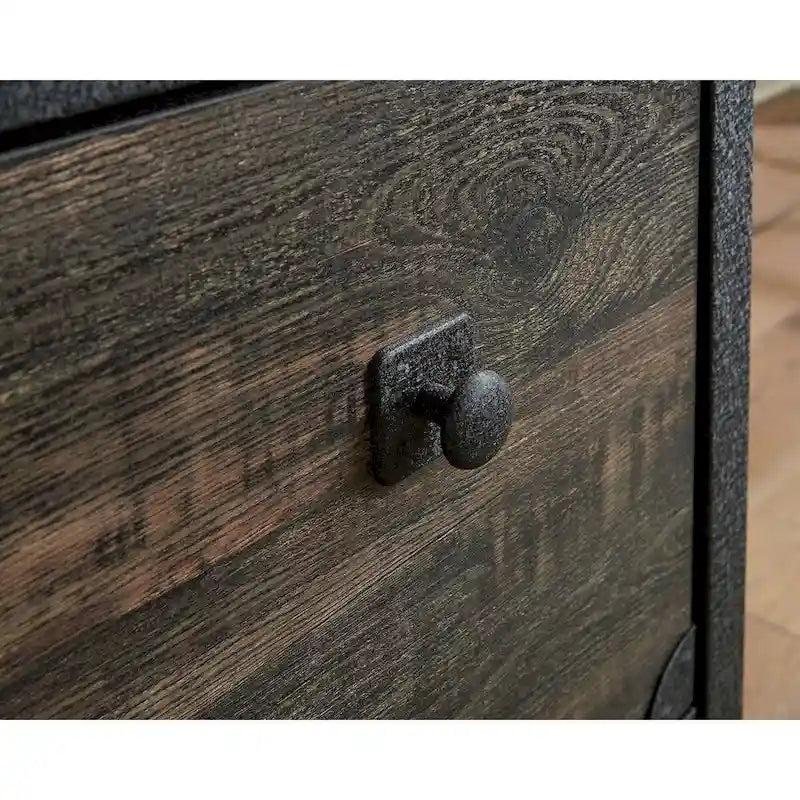 Classeur latéral 2 tiroirs en bois et métal chêne carbone avec serrure