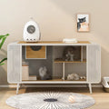 Grand meuble pour chat avec cadre en fer creux et portes coulissantes en verre Blanc