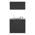 Meuble de cuisine noir haut et bas à double porte
