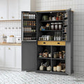 40,2x20x71,3 pouces Grand garde-manger de cuisine autoportant Grande armoire de rangement avec 2 tiroirs, 2 étagères de porte réglables à 8 niveaux