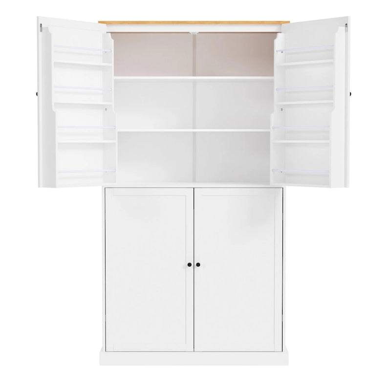 40,2x20x71,3 pouces Grand garde-manger de cuisine autoportant Grande armoire de rangement avec 2 tiroirs, 2 étagères de porte réglables à 8 niveaux
