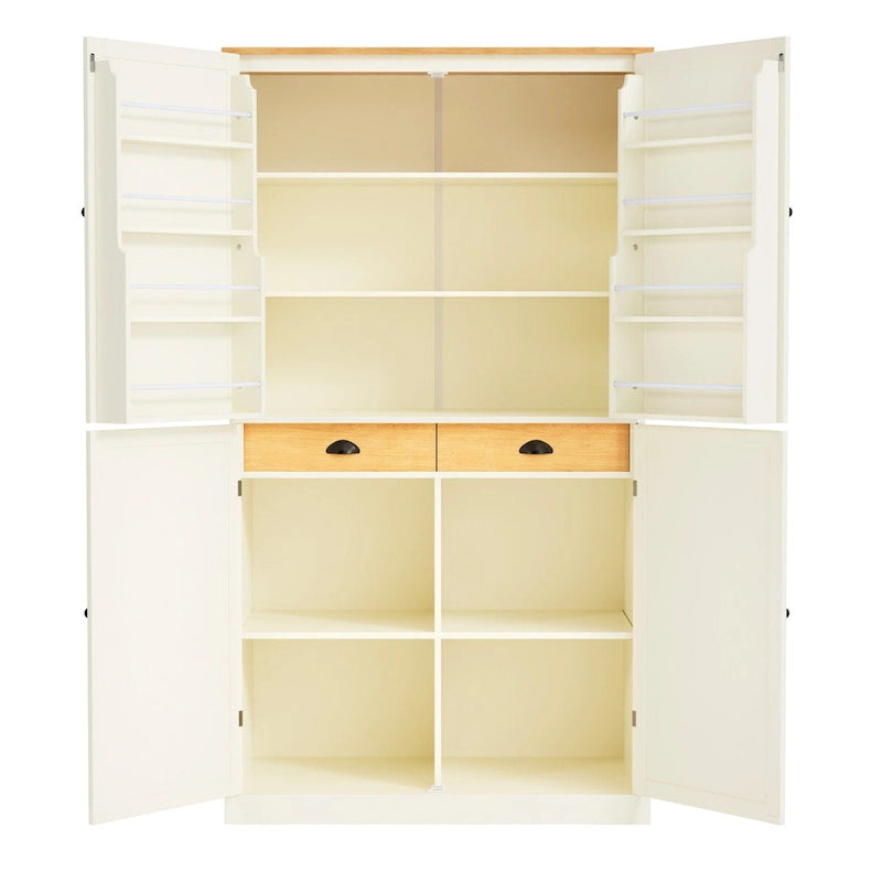 40,2x20x71,3 pouces Grand garde-manger de cuisine autoportant Grande armoire de rangement avec 2 tiroirs, 2 étagères de porte réglables à 8 niveaux
